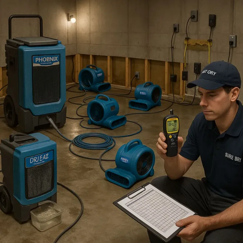 Structural Drying and Dehumidification process in Buttonwillow, CA